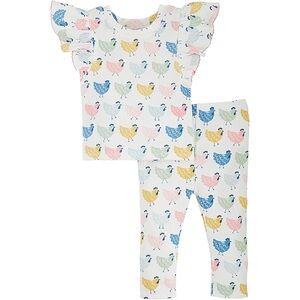 Mud pie chicken print top and pants set